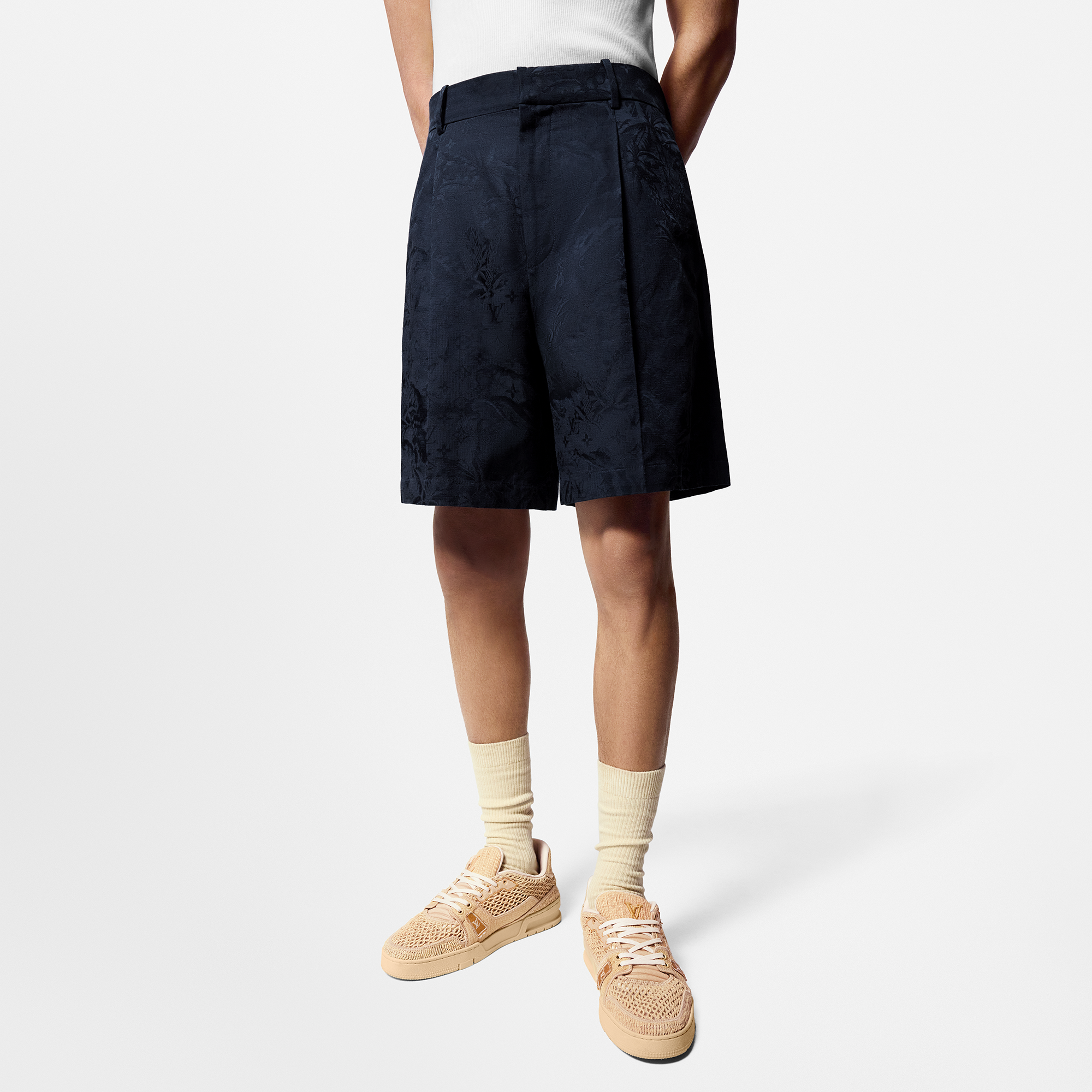 Monogram  Cotton-Blend Tailored Shorts  in Men's Ready-to-Wear Pants collections by Louis Vuitton (Product zoom)